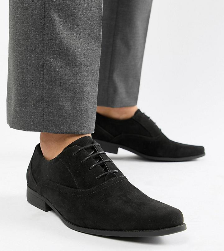 Asos Design Wide Fit Derby Shoes In Black - Black