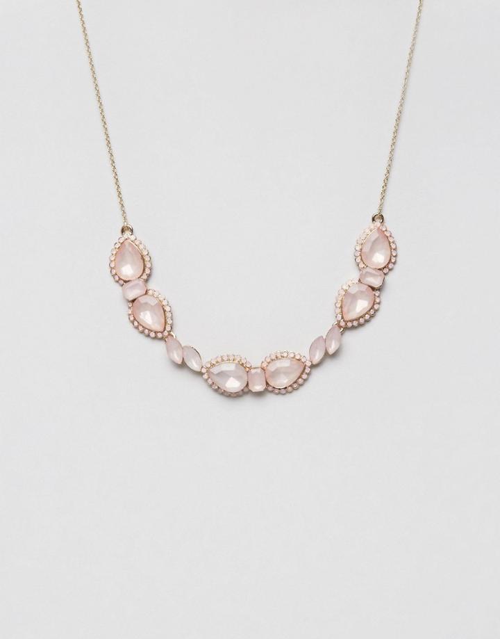 Johnny Loves Rosie Blush Large Stone Statement Necklace - Gold