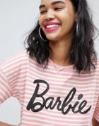 Missguided Barbie Stripe Crop T-shirt - Pink