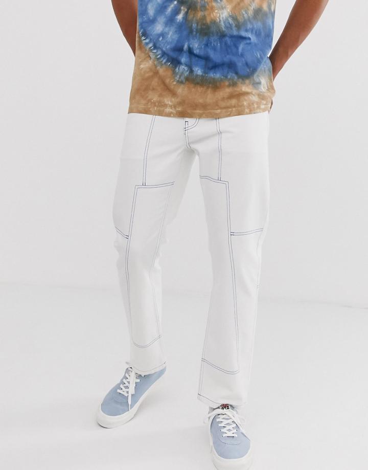 Noak Jeans In Off White With Contrast Stitch