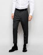 Asos Smart Cropped Tapered Leg Trousers In Charcoal - Charcoal