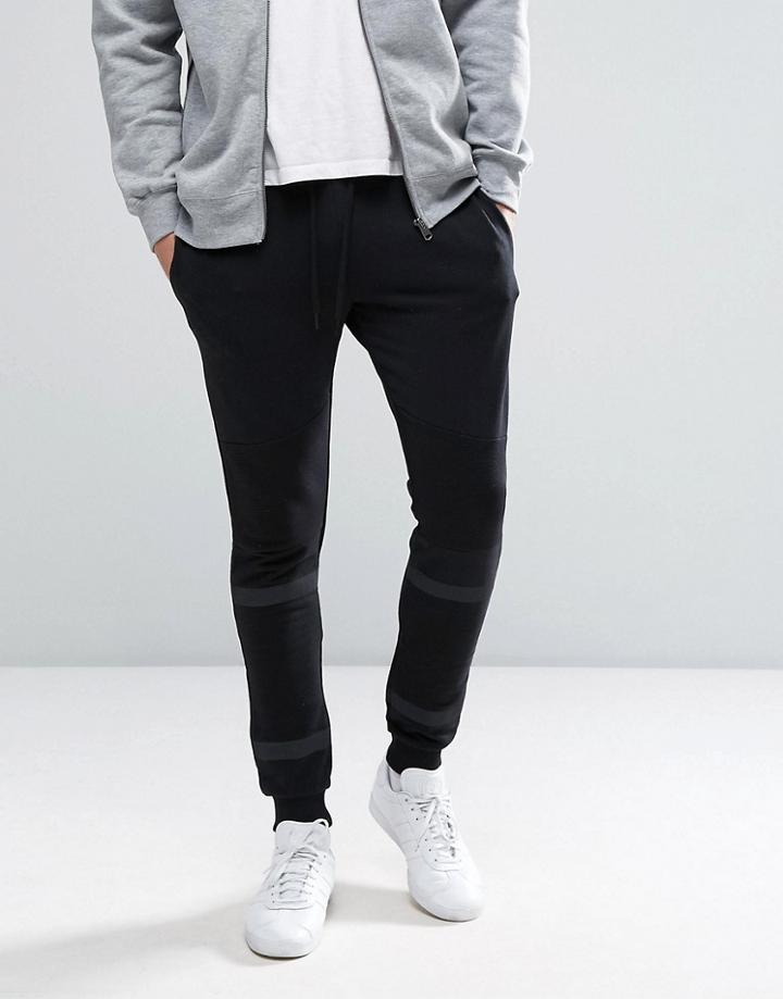 Jack & Jones Core Skinny Sweatpants With Stripes - Black