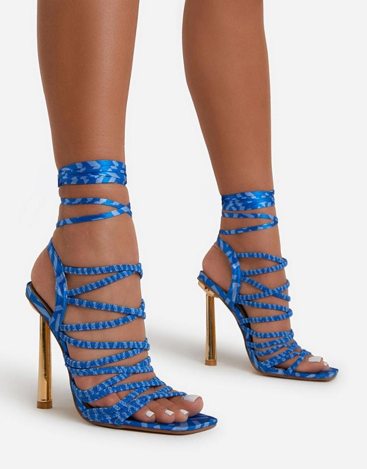 Ego Ari Super Strappy Heel Sandals In Blue