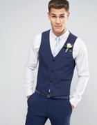 Asos Wedding Skinny Suit Vest In Navy - Navy