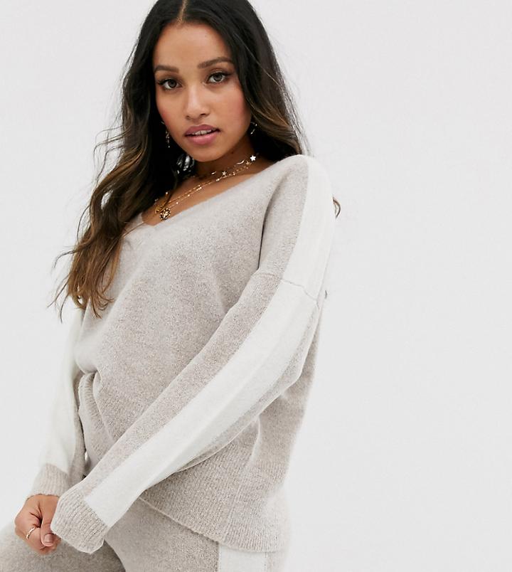 Asos Design Petite Two-piece Sweater With Tipping-stone