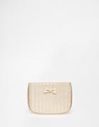 Bombay Duck Quilted Flat Pouch With Bow - Gold