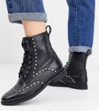 Simply Be Extra Wide Fit Tanya Leather Studded Biker Boots