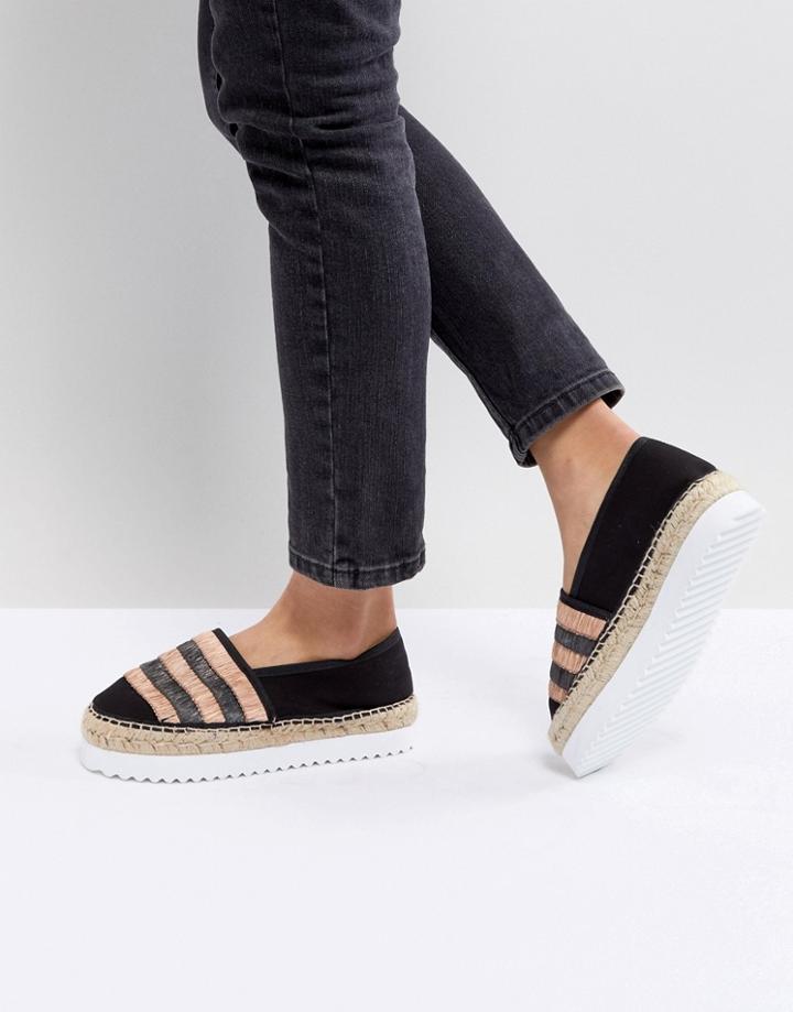 Kaltur Black Raffia Espadrilles - Black