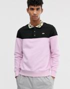 Lacoste L!ve X Opening Ceremony Color Block Sweat With Contrast Collar In Pink