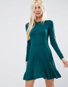 Asos Frill Hem Mini Dress - Green