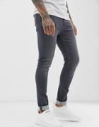 Asos Design Super Skinny Jeans In Dark Washed Gray
