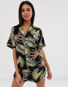 Asos Design Vintage Hawaiian Print Oversized Beach Shirt - Multi