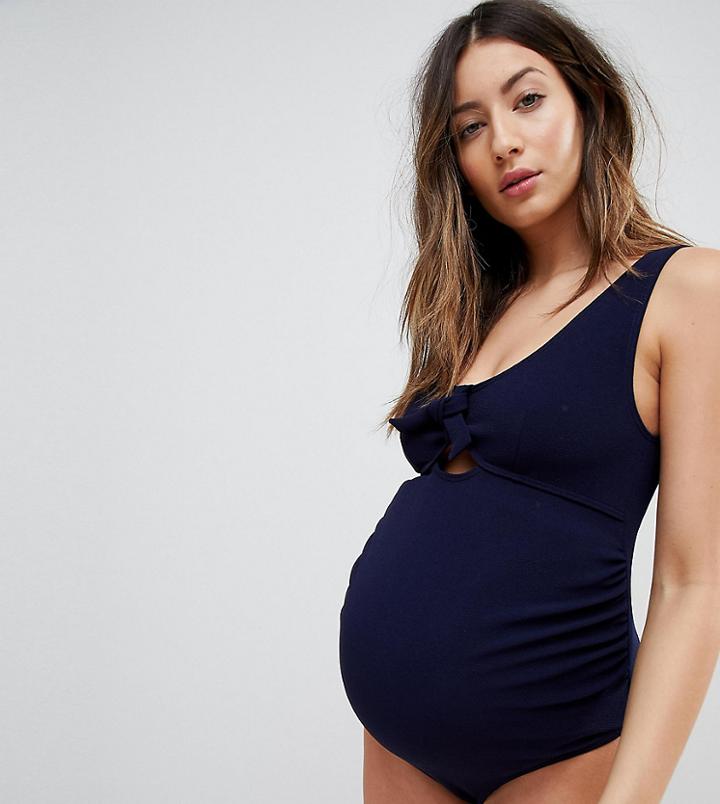 Peak & Beau Navy Texture Maternity Swimsuit Dd - G Cup - Multi