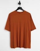 Asos Design Oversized T-shirt In Rust-red