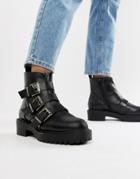 Asos Design Arco Chunky Multi Buckle Ankle Boots - Black