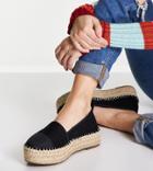 Asos Design Wide Fit Jala Flatform Toe-cap Espadrilles In Black