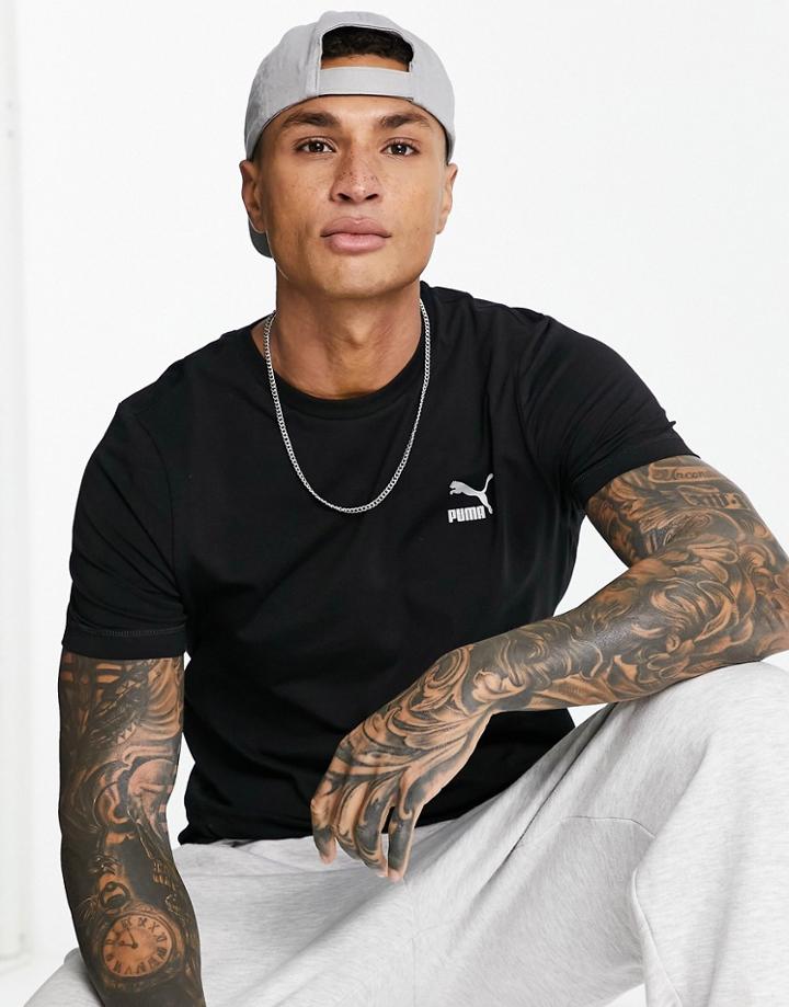 Puma Classics Pop Logo T-shirt In Black Exclusive To Asos