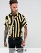 Reclaimed Vintage Inspired Stripe Shirt In Reg Fit - Yellow