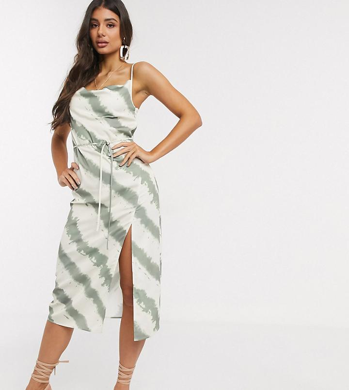 4th + Reckless Tall Exclusive Kick Cowl Front Midi Dress In Tie Dye Print-multi