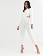 4th + Reckless Tuxedo Jumpsuit With Cut Out Back Detail In White