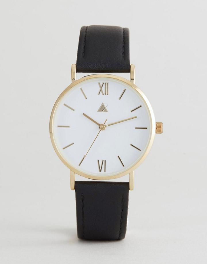 Asos Curve Classic Black Leather Watch - Black
