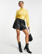 Y.a.s Satin Top With Open Back Detail In Yellow