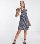 River Island Maternity Ruffle Detail Mini Dress In Black Check