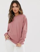 Asos Design Organic Cotton Sweat In Fawn-pink