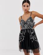 Maya Embellished Mini Cami Dress - Black