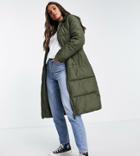 New Look Tall Padded Coat In Green