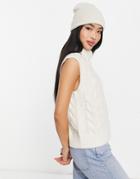 Jdy Cable Knit Turtle Neck Tank In Cream-white