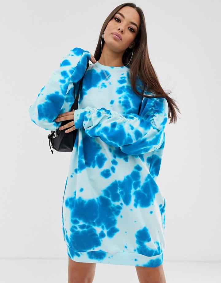 Asos Design Tie Dye Sweat Dress With Open Back-multi