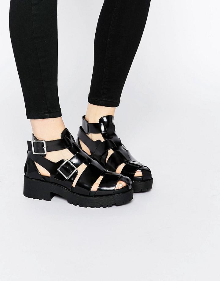Pull & Bear Cut Out Sandal - Black