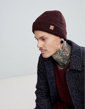 Dead Vintage Beanie Hat Burgundy Marl - Red