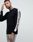Pull & Bear Sweatshirt In Black With Slogan Side Stripe - Black