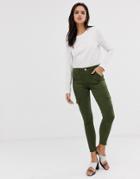 River Island Amelie Utility Jeans In Khaki-green