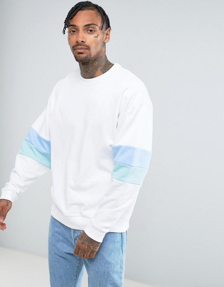 Asos Oversized Sweatshirt With Cut And Sew - White