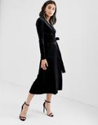 In Wear Voltaire Velvet Wrap Midi Dress - Black