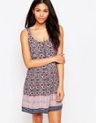 Brave Soul Print Skater Dress - Pink