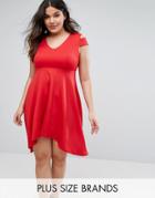 Be Jealous Plus Skater Prom Midi Dress With Hi Lo Hem - Red