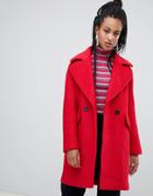 Esprit Textured Coat In Red - Red