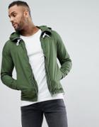 Pull & Bear Zip Through Hooded Jacket In Khaki - Green