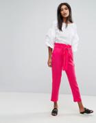 Mango High Waisted Wide Leg Pants - Pink