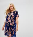 Alice & You Oversized T-shirt Dress In Floral Velvet - Navy