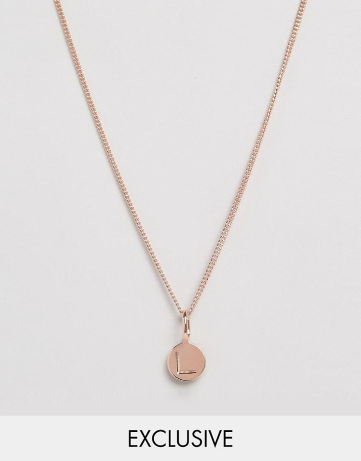 Katie Mullally Rose Gold Plated Necklace With Initial L Pendant - Gold
