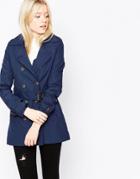 Brave Soul Belted Trench - Navy