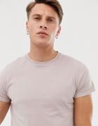 Asos Design Crew Neck T-shirt With Crew Neck With Roll Sleeve In Beige