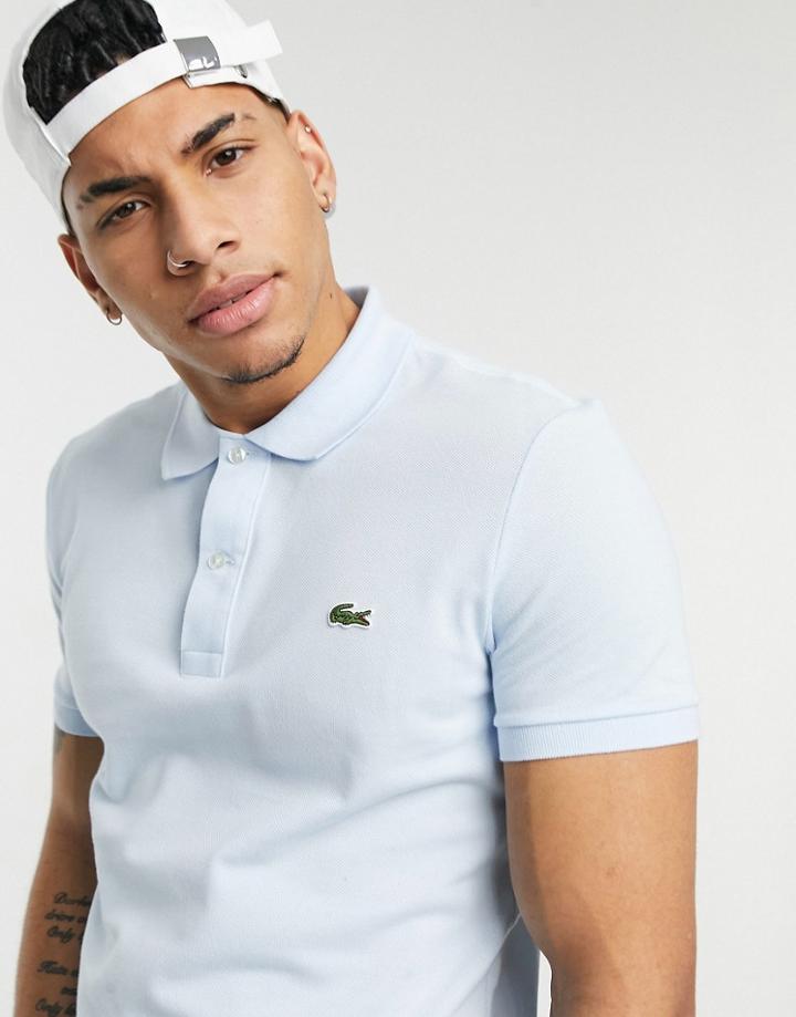 Lacoste Slim Fit Pique Polo In Light Blue-blues