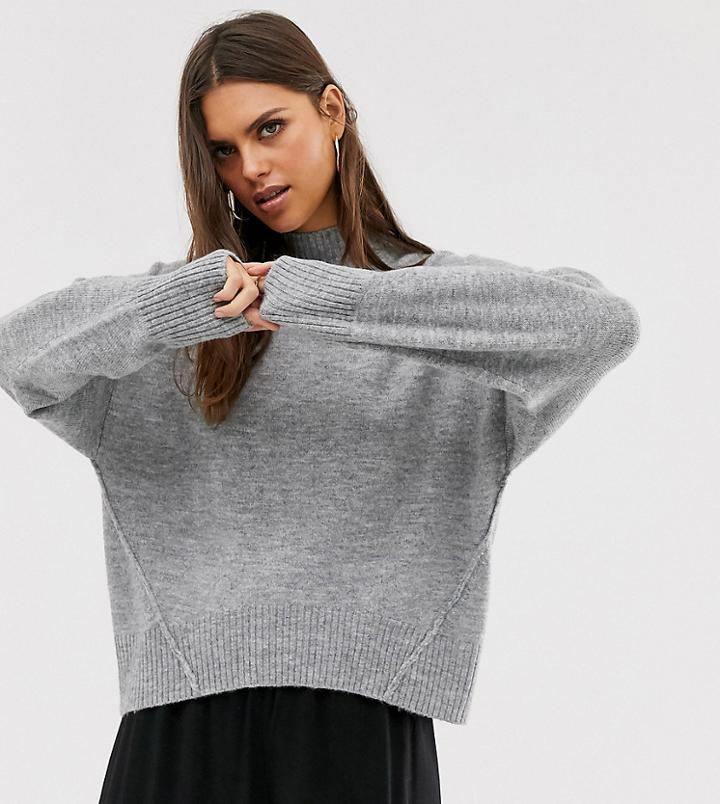 Micha Lounge Relaxed High Neck Sweater With Seam Detail-gray