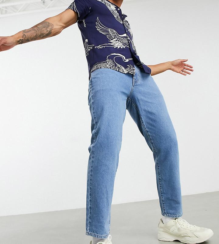 Asos Design Classic Rigid Jeans In Mid Wash Blue